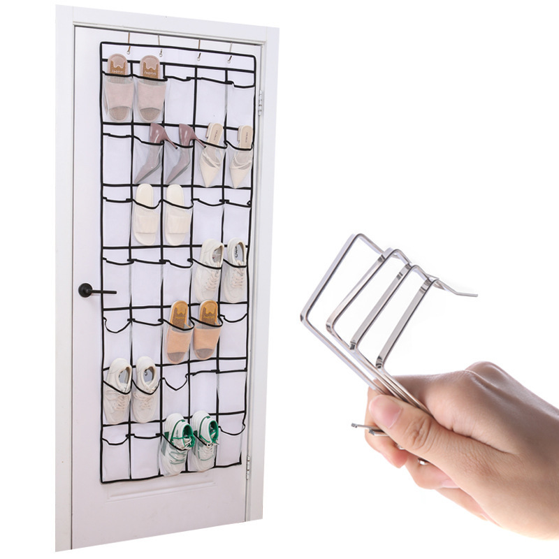 24 Mesh Pockets Hanging Shoe Organizer Shoe Holder Rack for Over the Door