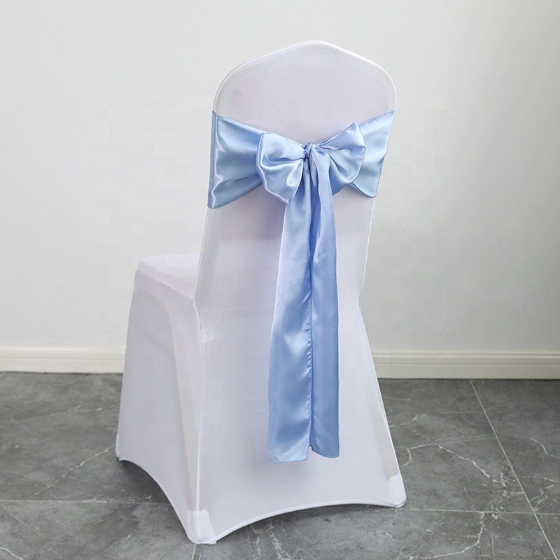 Romantic Wedding Banquet Satin Chair Sashes for Chair Cover Self Tied Bows Reception Hotel Party Home Decoration