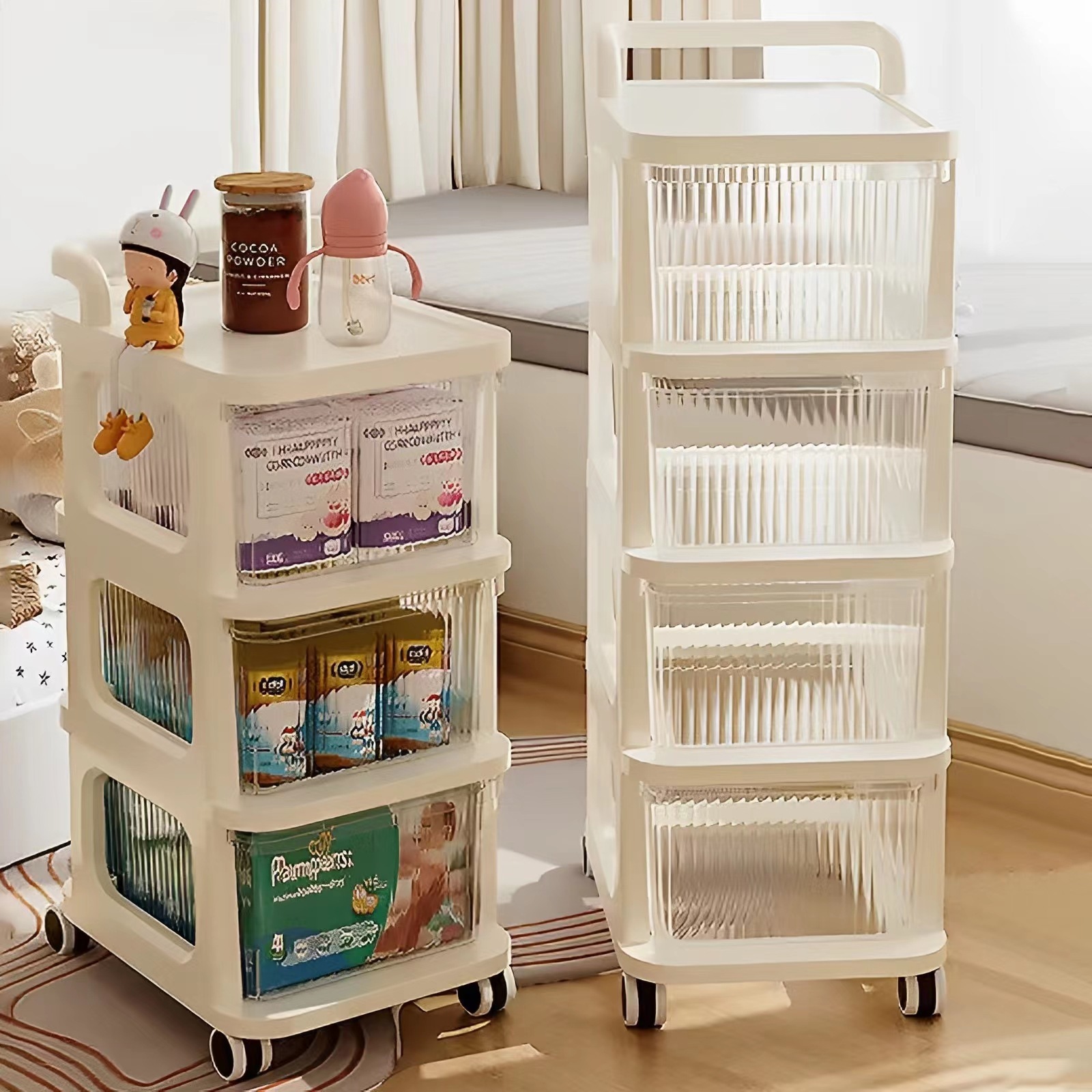 Small cart snack storage rack living room baby supplies storage cabinet multi-layer drawer style toy rack movable