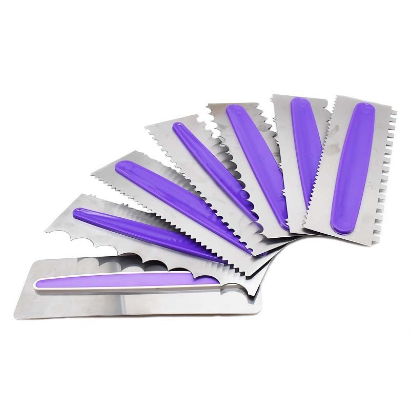 Wholesale Metal Stainless Steel Cake Cream Batter Smoother Metal Cake Spatula Comb Tool For Cakes Bakeware Mold