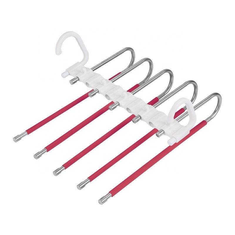 Stainless Steel Trousers Hanger 5 9 Layers Pants Hangers Space Saving Multi Jeans Pant Rack S Type Clothes Pant Hanger