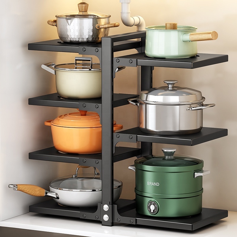 Pot and Pan Organizer Rack for under Cabinet, Heavy Duty Pot Pan Rack under Sink Organizers and Storage, Pot lid organizer