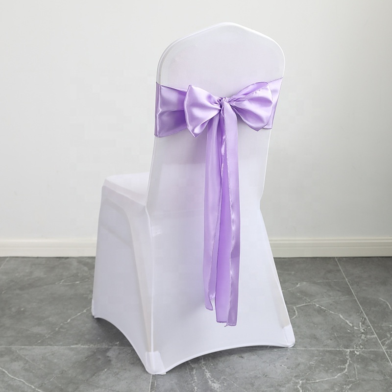 Romantic Wedding Banquet Satin Chair Sashes for Chair Cover Self Tied Bows Reception Hotel Party Home Decoration