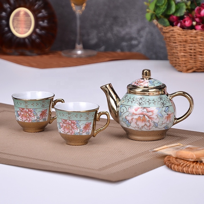 Delicate Bone china Coffee Cup Set European Vintage Tea Cup Tea Kettle Saucer Set Gift box Ceramic tea set