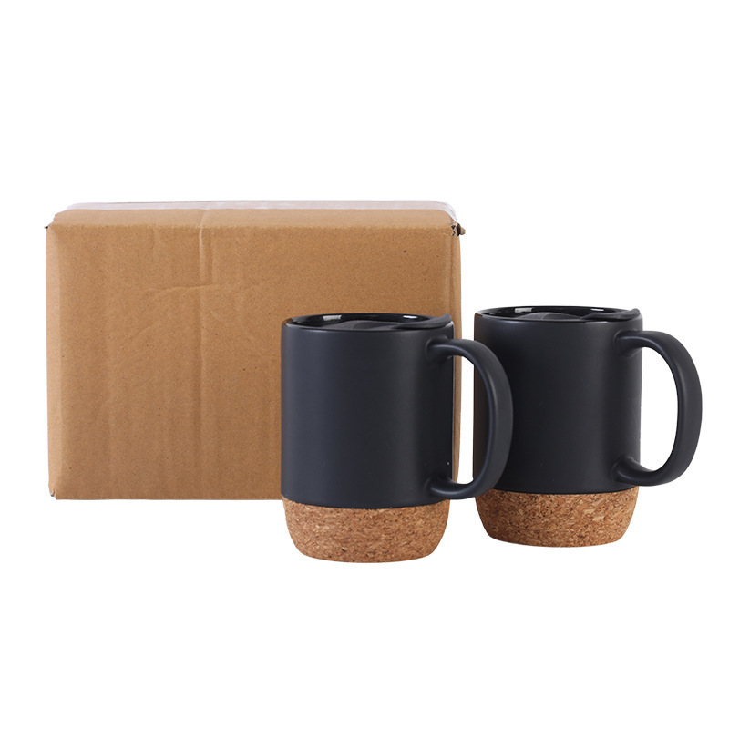 Ceramic Coffee Mug with Insulated Cork and Splash Proof Mug with Handle Lid Cork Bottom Coffee Mugs