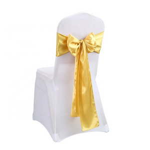 Romantic Wedding Banquet Satin Chair Sashes for Chair Cover Self Tied Bows Reception Hotel Party Home Decoration