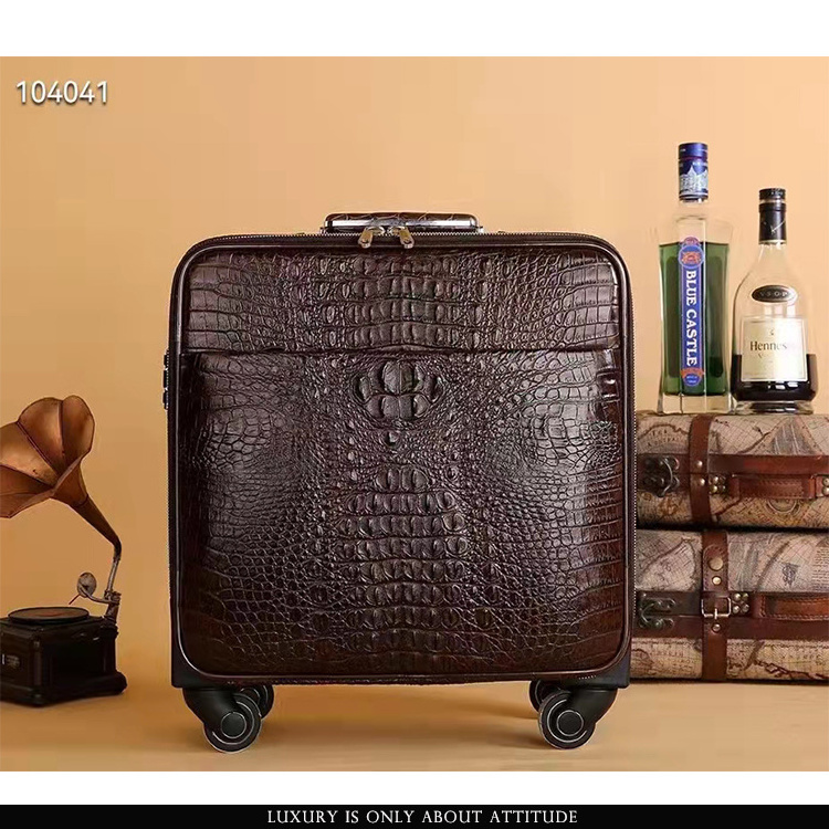 Luxury Real Exotic Leather Genuine Crocodile Hornback Skin Leather Luggage Suitcase, luggage leather, suitcase real crocodile