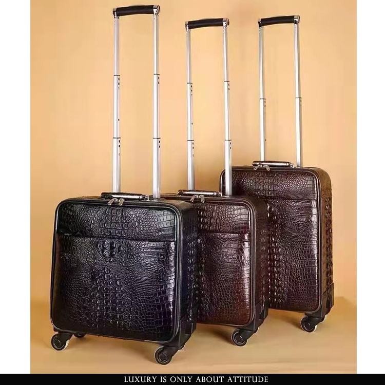 Luxury Real Exotic Leather Genuine Crocodile Hornback Skin Leather Luggage Suitcase, luggage leather, suitcase real crocodile