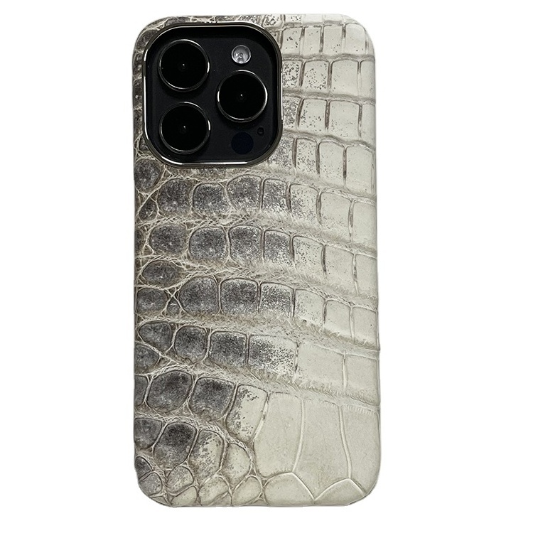 Luxury high quality genuine himalaya crocodile leather skin case for iphone 14 pro,real crocodile skin phone case