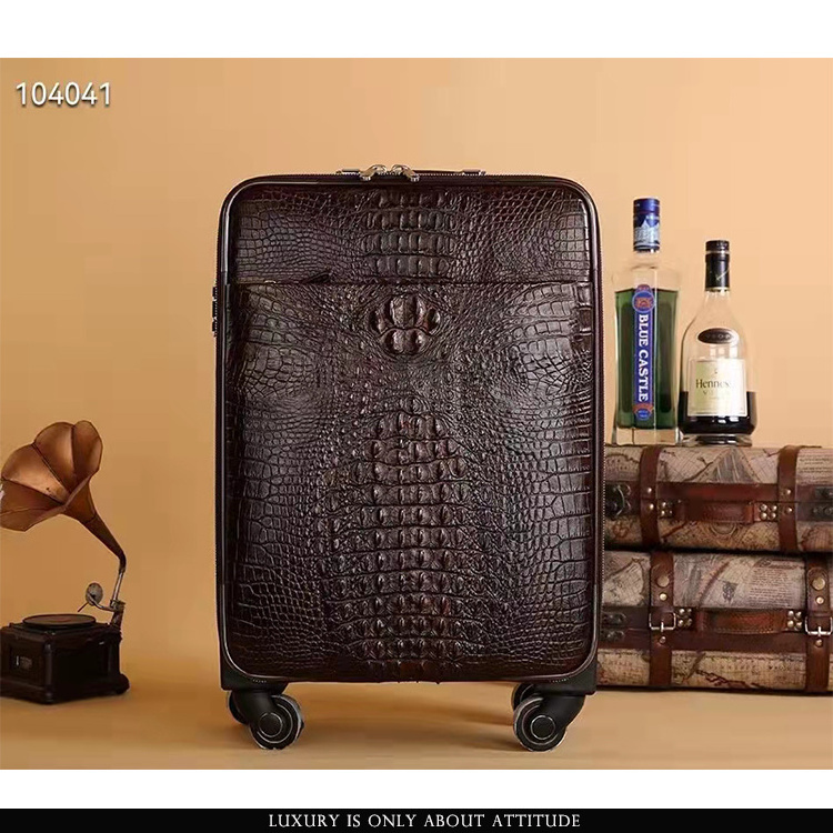 Luxury Real Exotic Leather Genuine Crocodile Hornback Skin Leather Luggage Suitcase, luggage leather, suitcase real crocodile