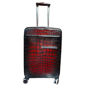 Exotic Real Leather Genuine Patina Crocodile Skin Leather Luggage Suitcase, luxury leather luggage, Suitcase Real Crocodile