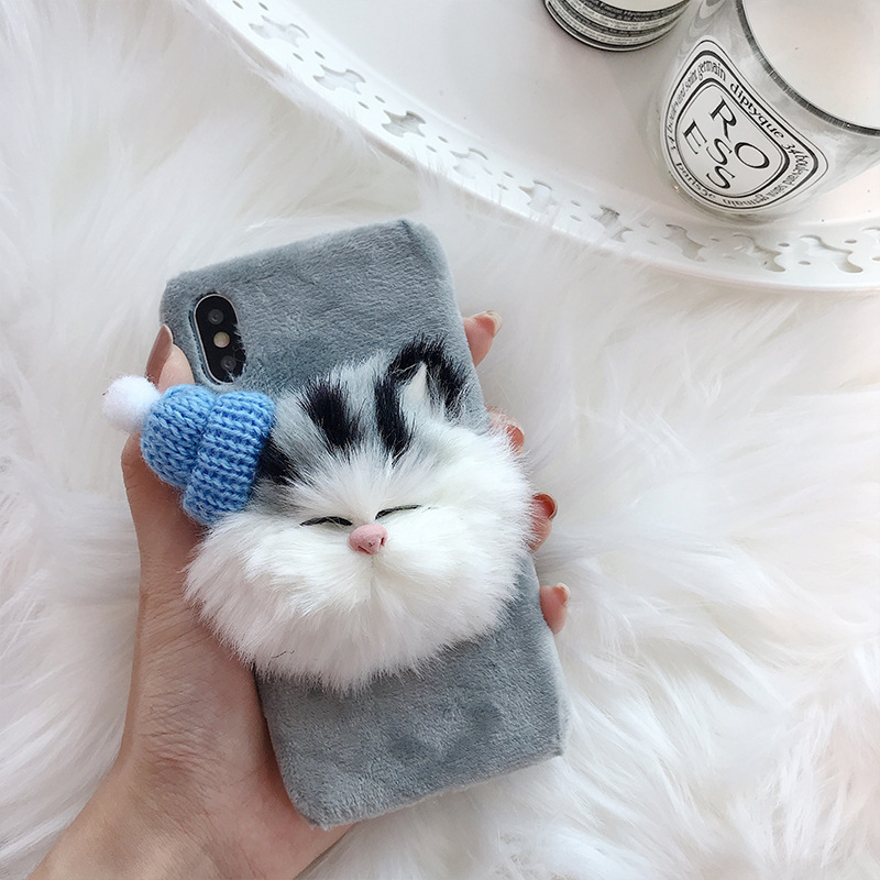 2023 New Product Professional Animal Cat Fur Phone Case 3D Stereoscopic Animal Phone Cover for iPhone 11 12 13 14 Pro Max