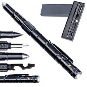 Outdoor Survival Tactical Pen Self Defense Multi Tool With LED Flashlight Tactical Pen