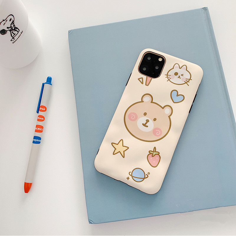 Funny Carton Hand-painted Bear/Cat Phone Case Cute Soft TPU Mobile Phone Case for iPhone 11/11Pro NEW 2020