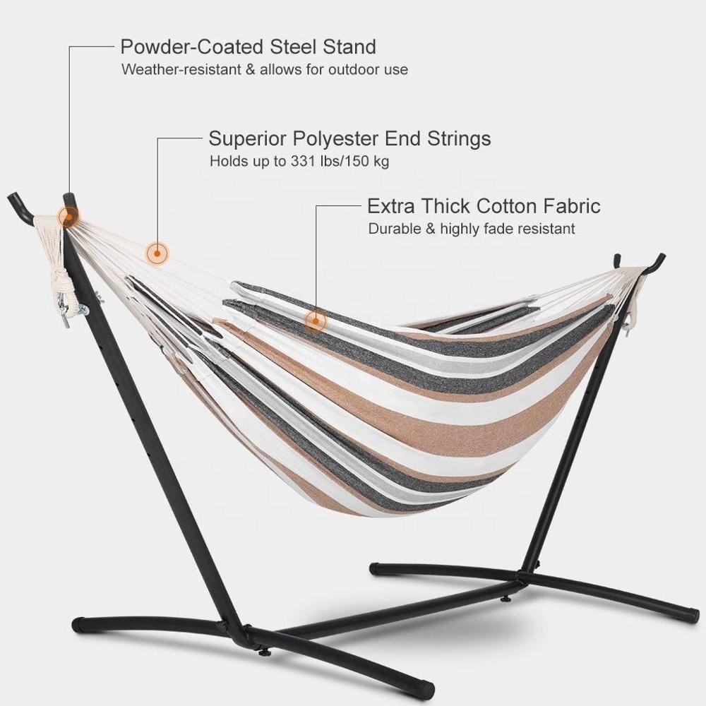 Two Person Garden Hammock with Steel Stand/Space Saving Steel Stand Hammock