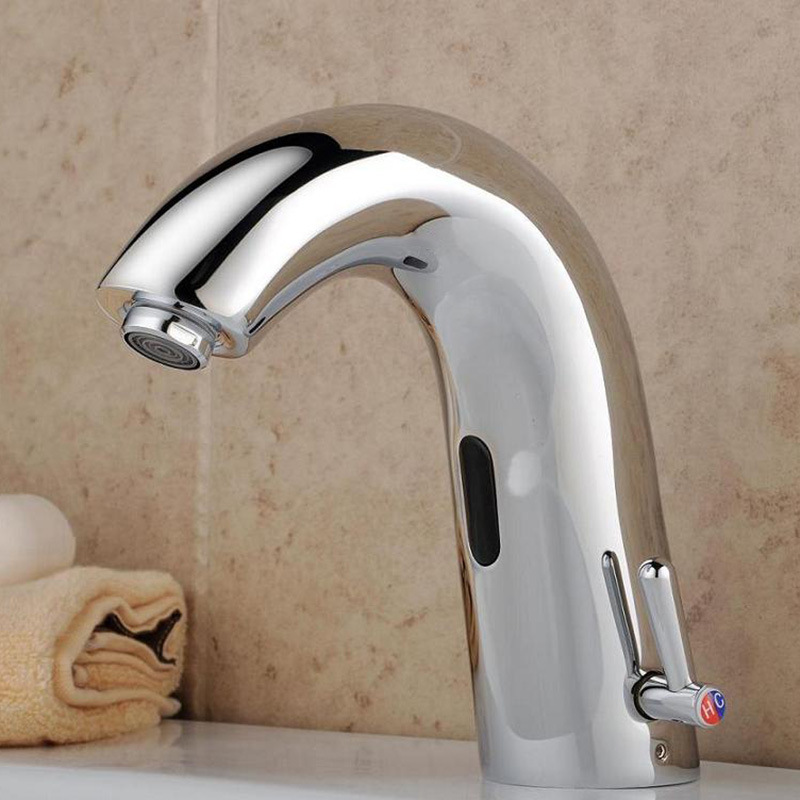 super September  Automatic electronic smart water  single handle wall mounted bathroom silver  sink faucets  for bathroom