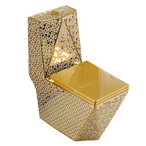 Ceramic bathroom one piece shiphonic water closet luxury silver colored gold wc toilet