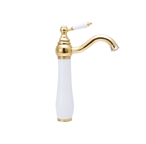 Bathroom brushed brass gold color bathroom ceramic swan faucet