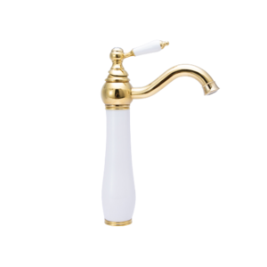 Bathroom brushed brass gold color bathroom ceramic swan faucet