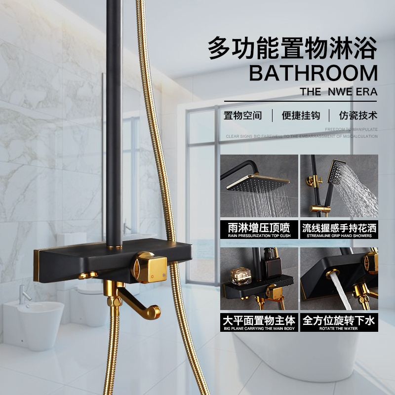 Wall mounted water saving bathroom square shape rain shower head set with concealed bathtub faucet and handheld shower