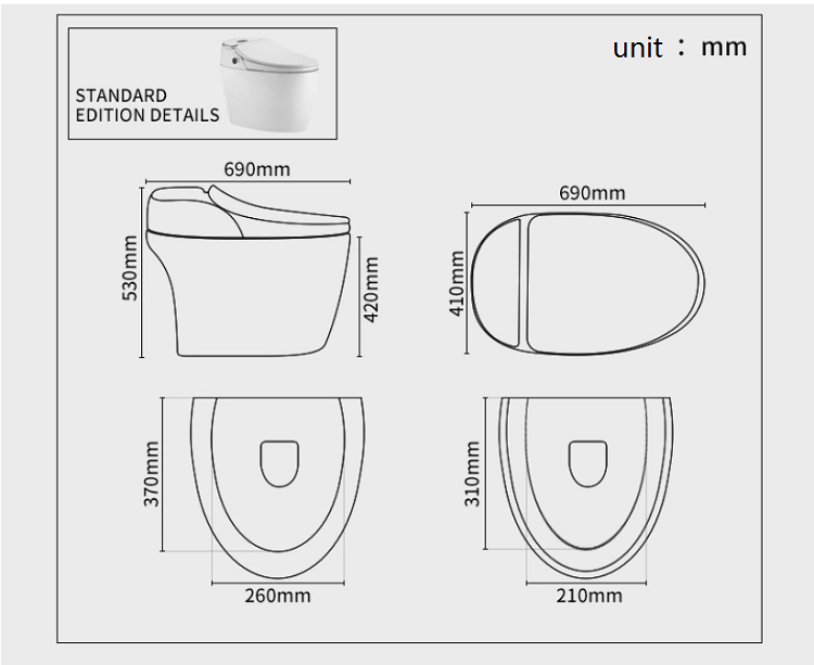 Inodoro toilet one piece bathroom ceramic wc s trap modern bowl smart ...