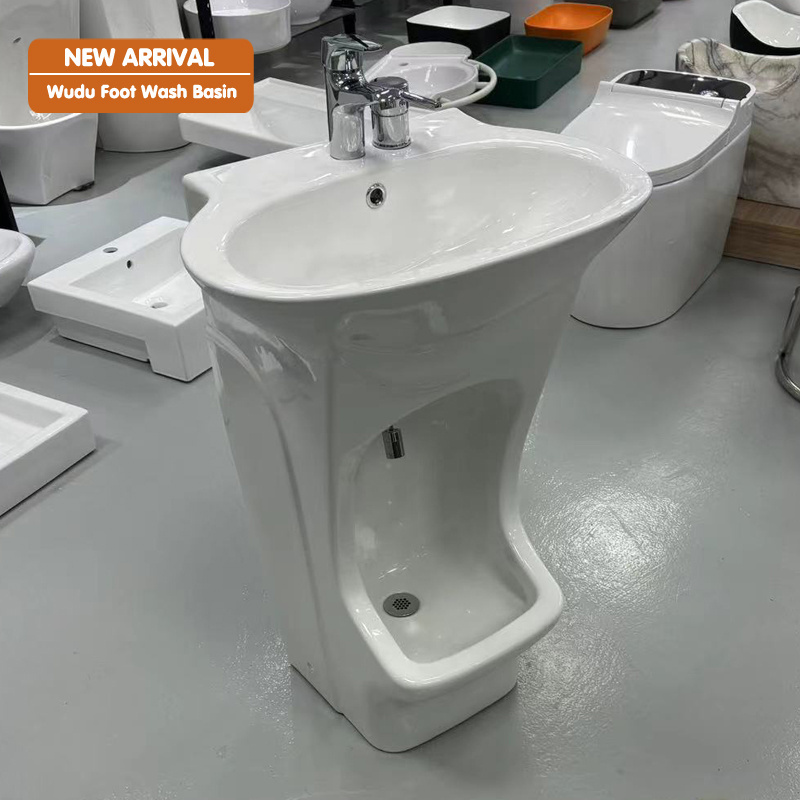 Muslim commercial buildings wudu foot washer basin wuduma new design ceramic wudu basin