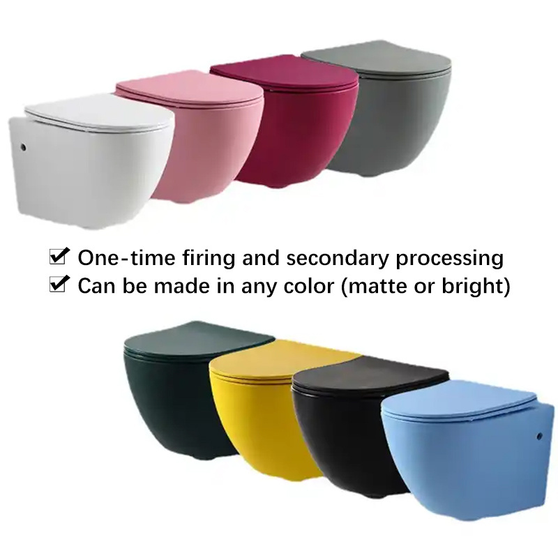 Hidden Water Tank Rimless Color Wall Hung Toilet Ceramic One Piece Wall Mounted Modern Multicolor Sanitary Red Pink Blue Green