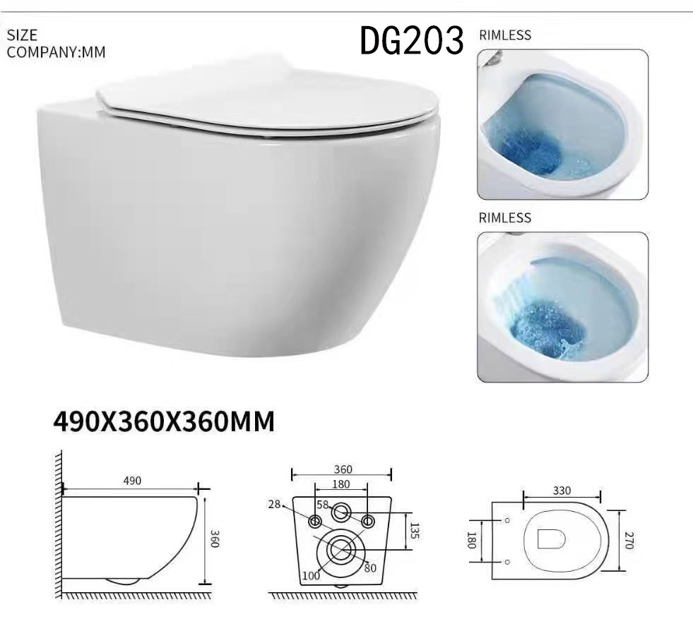 2023  movable bowl ceramic  with concealed tank wc p-trap washdown bathroom save space rimless wall hungess wall hung toilet