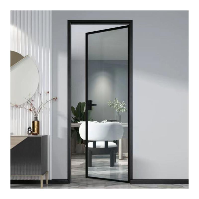 Interior french swing kitchen door extremely narrow black aluminum casement door