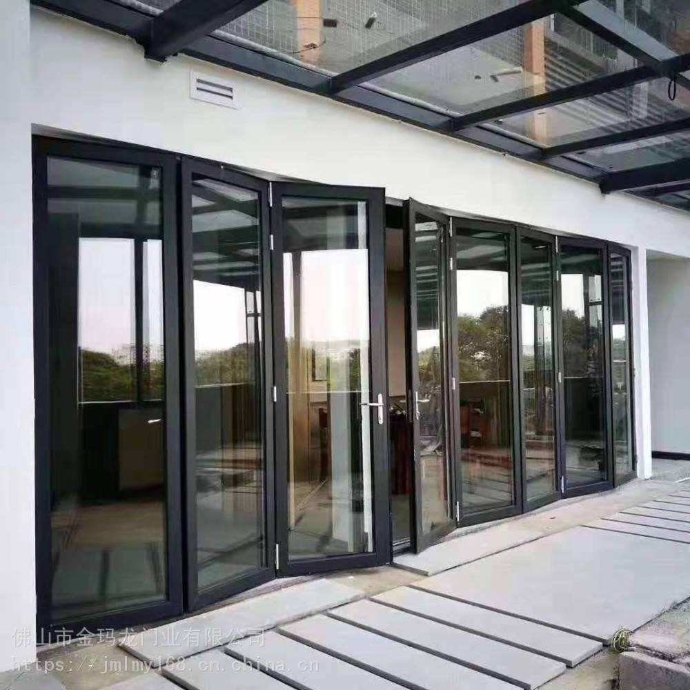 Modern Residential Veranda Large Bi Folding Patio Burglar Proof Double Glass Folding Design Partition Aluminium Folding Door