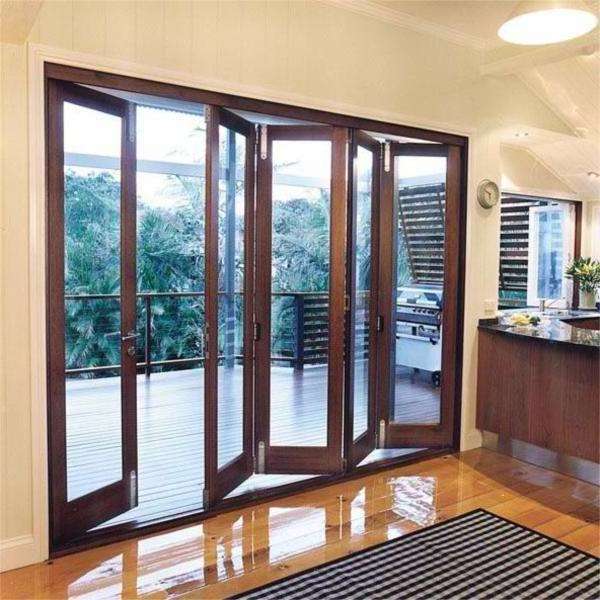 Modern Residential Veranda Large Bi Folding Patio Burglar Proof Double Glass Folding Design Partition Aluminium Folding Door