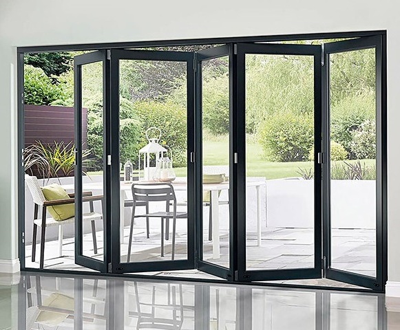 Customized Double Glazz Glass PVC Folding Sliding Door Interior Aluminium Folding Patio Doors For Bathroom