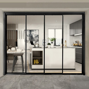 European style frame aluminium office door sliding side mounted sliding glass kitchen door