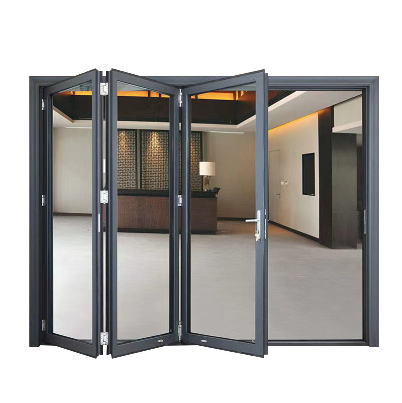 Modern Residential Veranda Large Bi Folding Patio Burglar Proof Double Glass Folding Design Partition Aluminium Folding Door