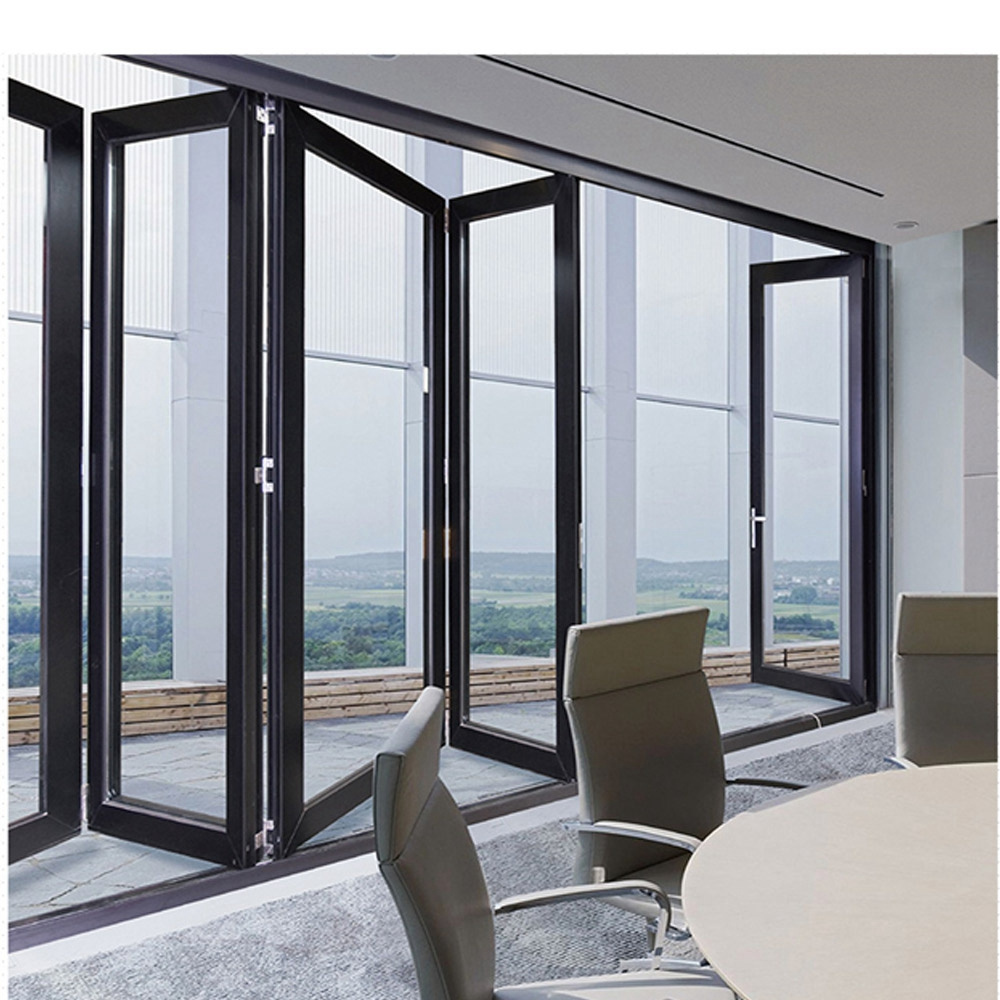 Accordion doors folding black exterior bifold exterior glass folding door system with screen