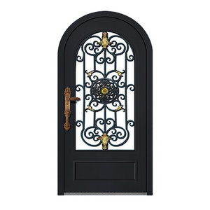 Iron Steel Security Doors and Steel Grill Window Arch Glass Antique Front House New Simple Swing Stainless Steel Tempered Glass