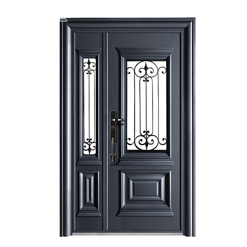 Entrance Main Modern Doors Steel Door,Front Stainless Steel Door With Tempered Glass