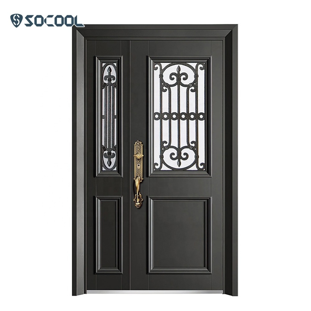 Entrance Main Modern Doors Steel Door,Front Stainless Steel Door With Tempered Glass