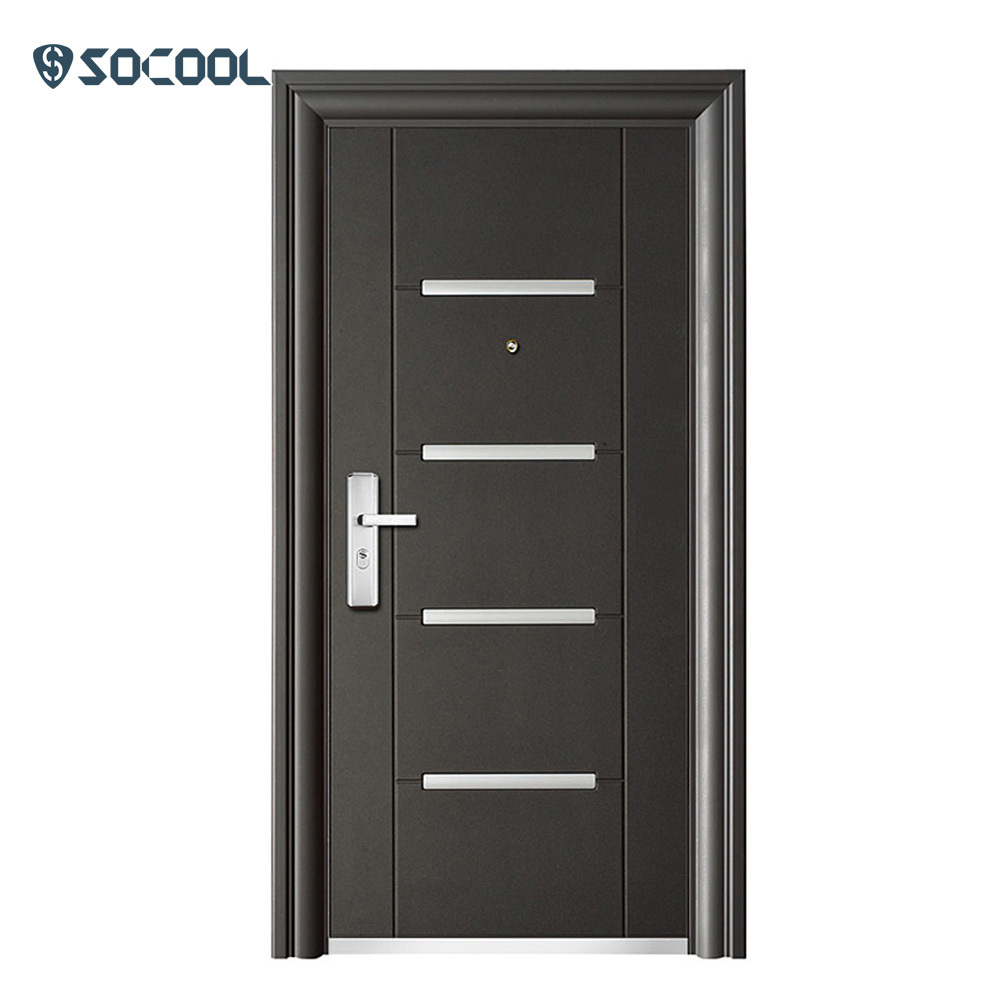 Security Door Modern Front Homes Metal Pull Handle Exterior Security Steel Doors