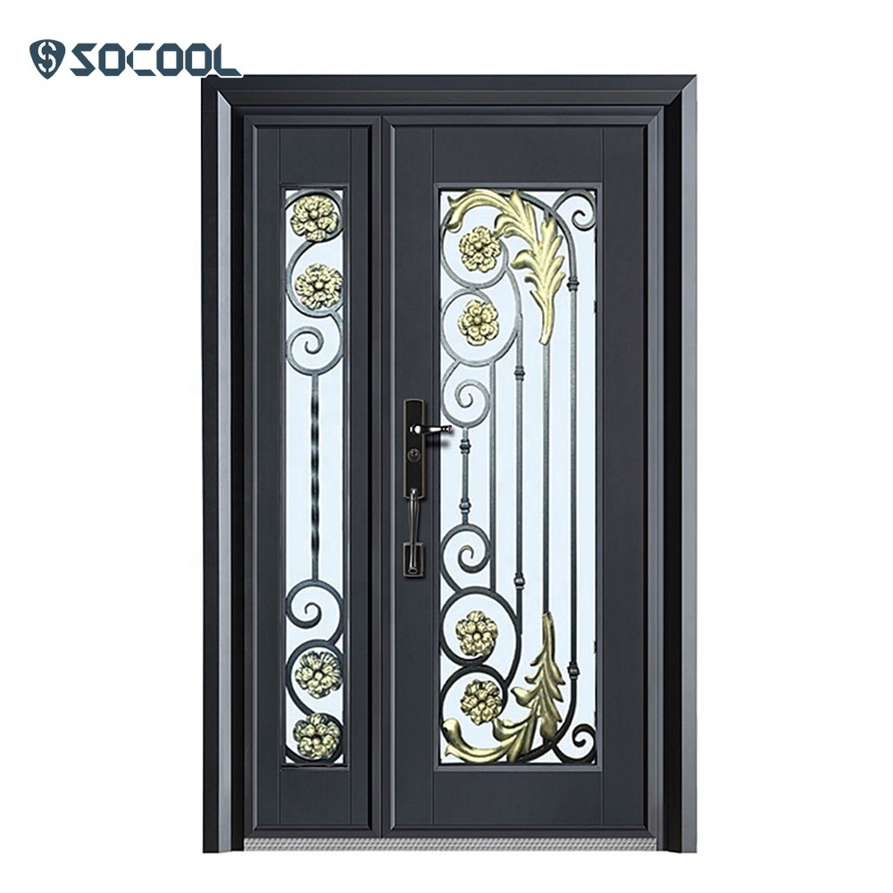 Entrance Main Modern Doors Steel Door,Front Stainless Steel Door With Tempered Glass