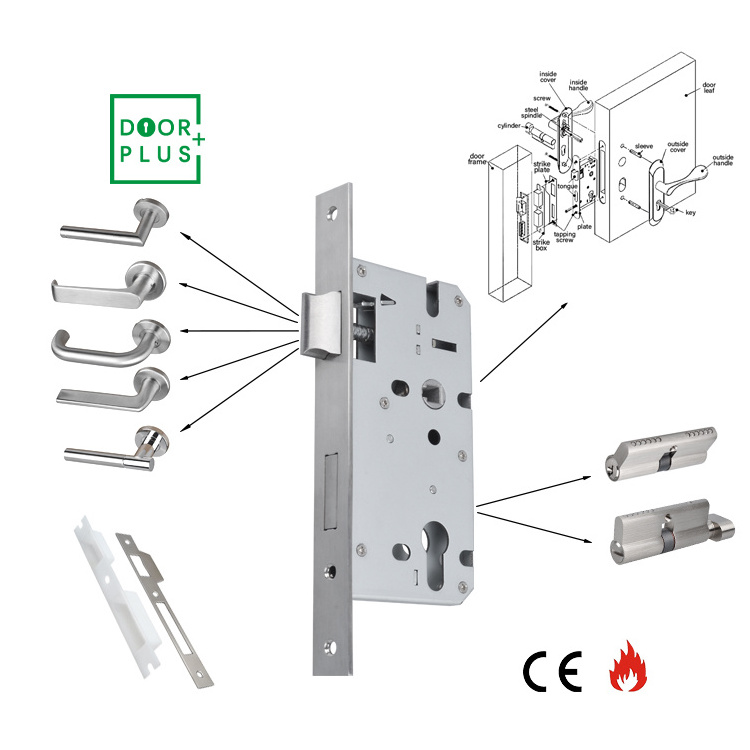 Doorplus EN Standard Stainless Steel Basckset 40/45/50/60/70/80/100mm Sash Lock Dead Bolt Lock Security Mortise Door Locks