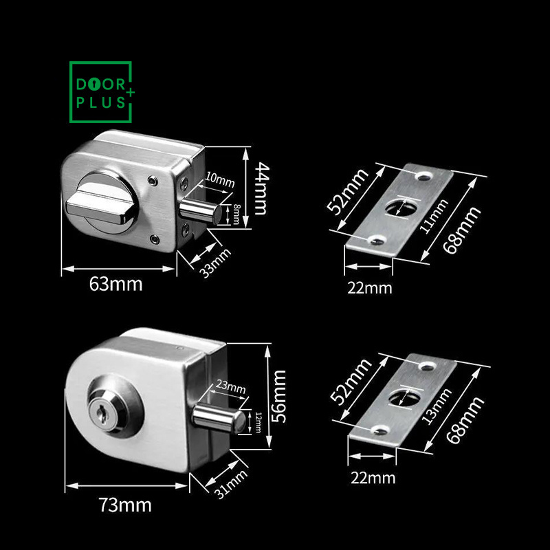 Doorplus Stainless Steel 304 Security Bolt Ground Lock Door Mortise Locks For Glass Gate