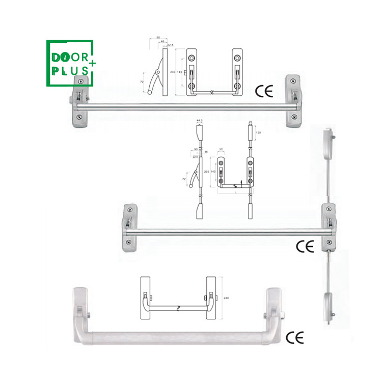 Doorplus Touch Bar Panic Hardware Iron Tube Panic Exit Device For Emergency Door Push Up Panic Bar Door Lock