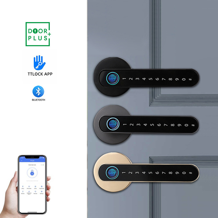 Doorplus Electronic Biometric Intelligent Home Zinc Alloy Fingerprint Lock Password Handle Lever Smart Door Lock