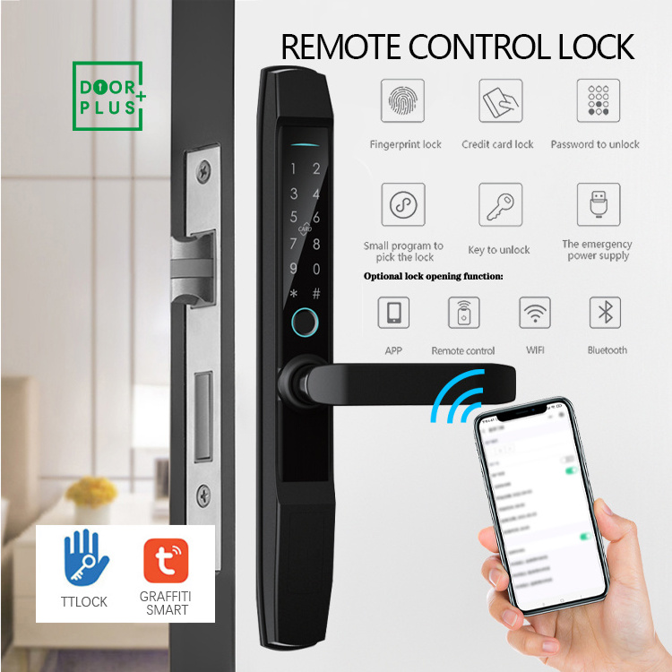 Doorplus Smart Intelligent Fingerprint Lock Slim Smart Deadbolt Lock Wifi Sliding Door Smart Lock