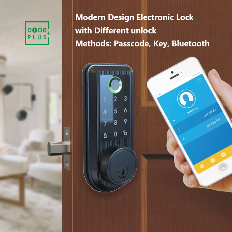 Doorplus Smart Door Lock With Finger Print And Keys Waterproof Blue tooth Electronic Euro Cylinder Lock For Safe