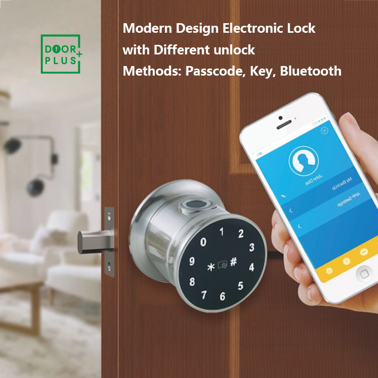 Doorplus Smart Biometric Fingerprint Round Knob Lock Fingerprint Electronic Door Lock Bluetooth Waterproof Smart Lock