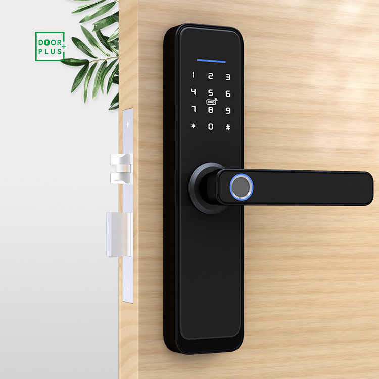 Doorplus Waterproof Tuya Wifi Electronic Smart Door Lock Biometric Lock Fingerprint Digital Keyless Smart Door Handle Lock