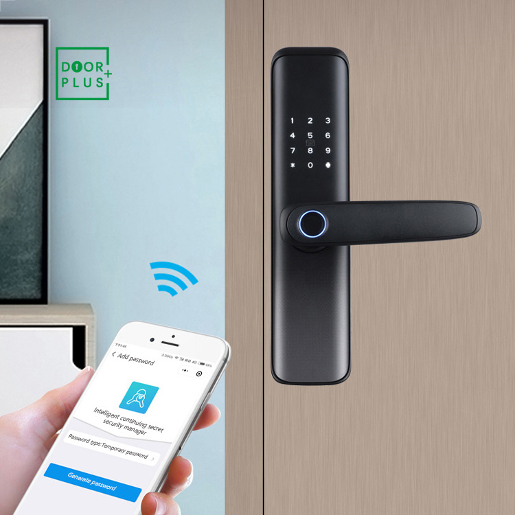 Doorplus Smart Lock With Fingerprint Smart Lock WIFI APP Smart Door Lock Aluminum Fingerprint Inside Digital Handle