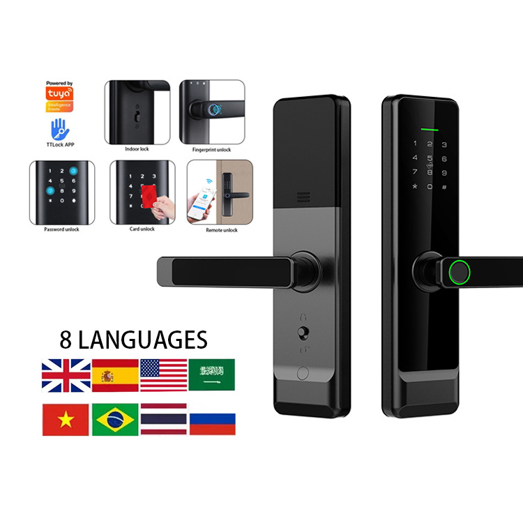 Doorplus Waterproof Smart Lock WIFI App Control Biometric Smart Door Lock Fingerprint Digital Handle Keyless Smart Door Lock